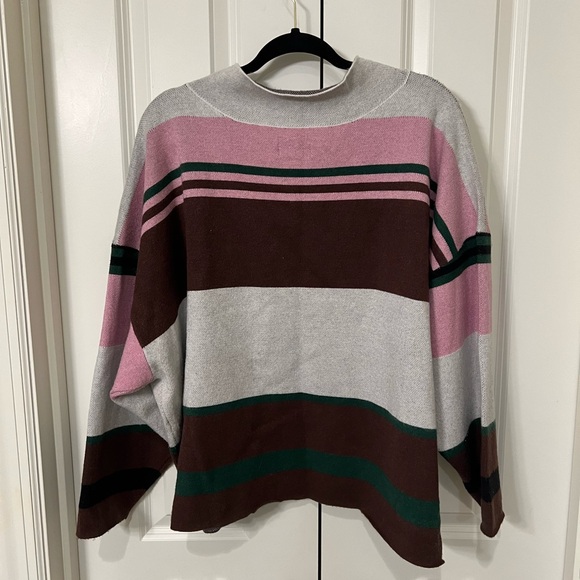 Anthropology Maeve The Carys Mock Neck Sweater Striped - Picture 2 of 3